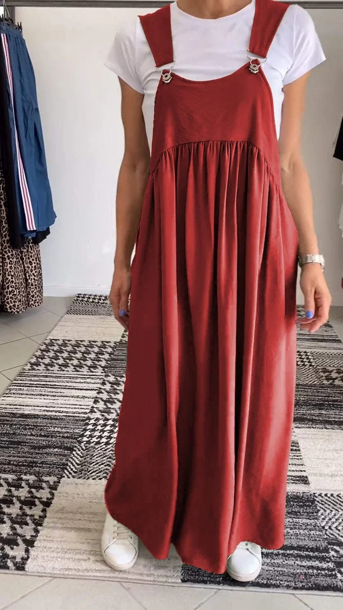 Ellen - Lässiges Kleid mit einfarbigen Hosenträgern 
