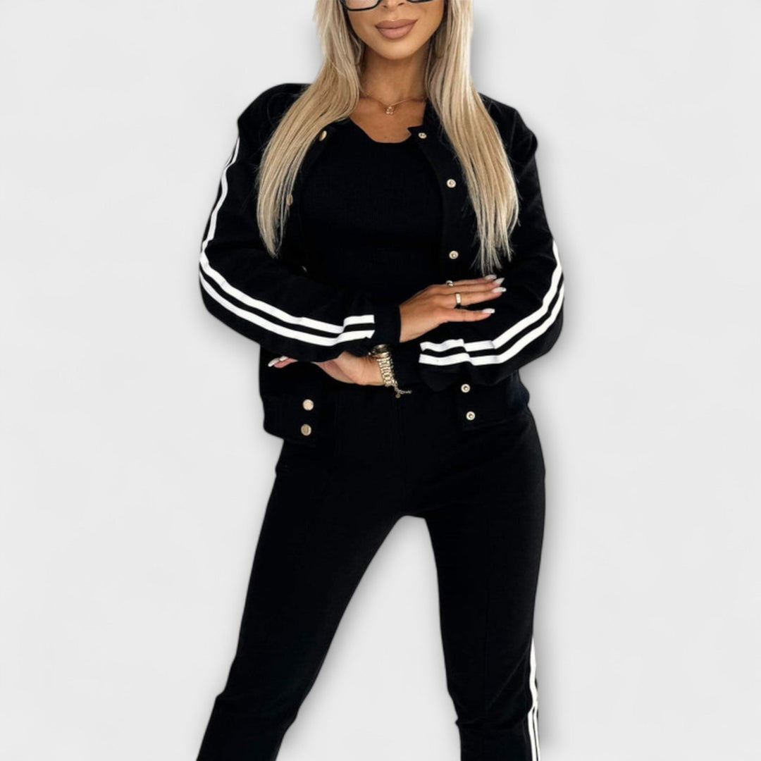 Eulalia – Gestreiftes Damen-Set aus Jacke, Weste und Hose