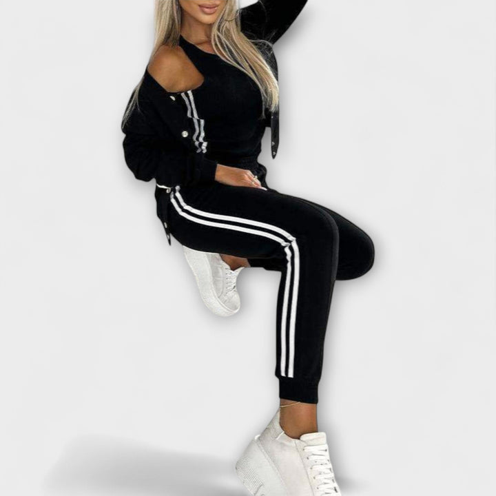 Eulalia – Gestreiftes Damen-Set aus Jacke, Weste und Hose