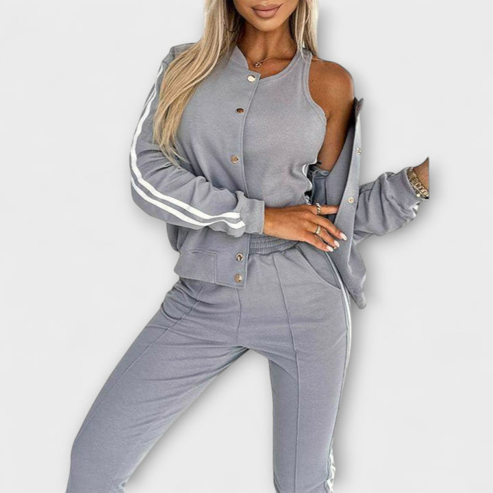 Eulalia – Gestreiftes Damen-Set aus Jacke, Weste und Hose