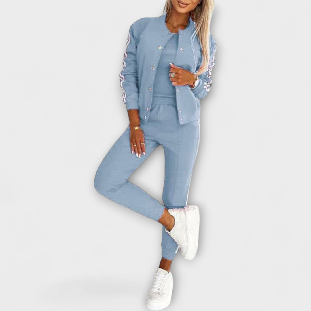 Eulalia – Gestreiftes Damen-Set aus Jacke, Weste und Hose