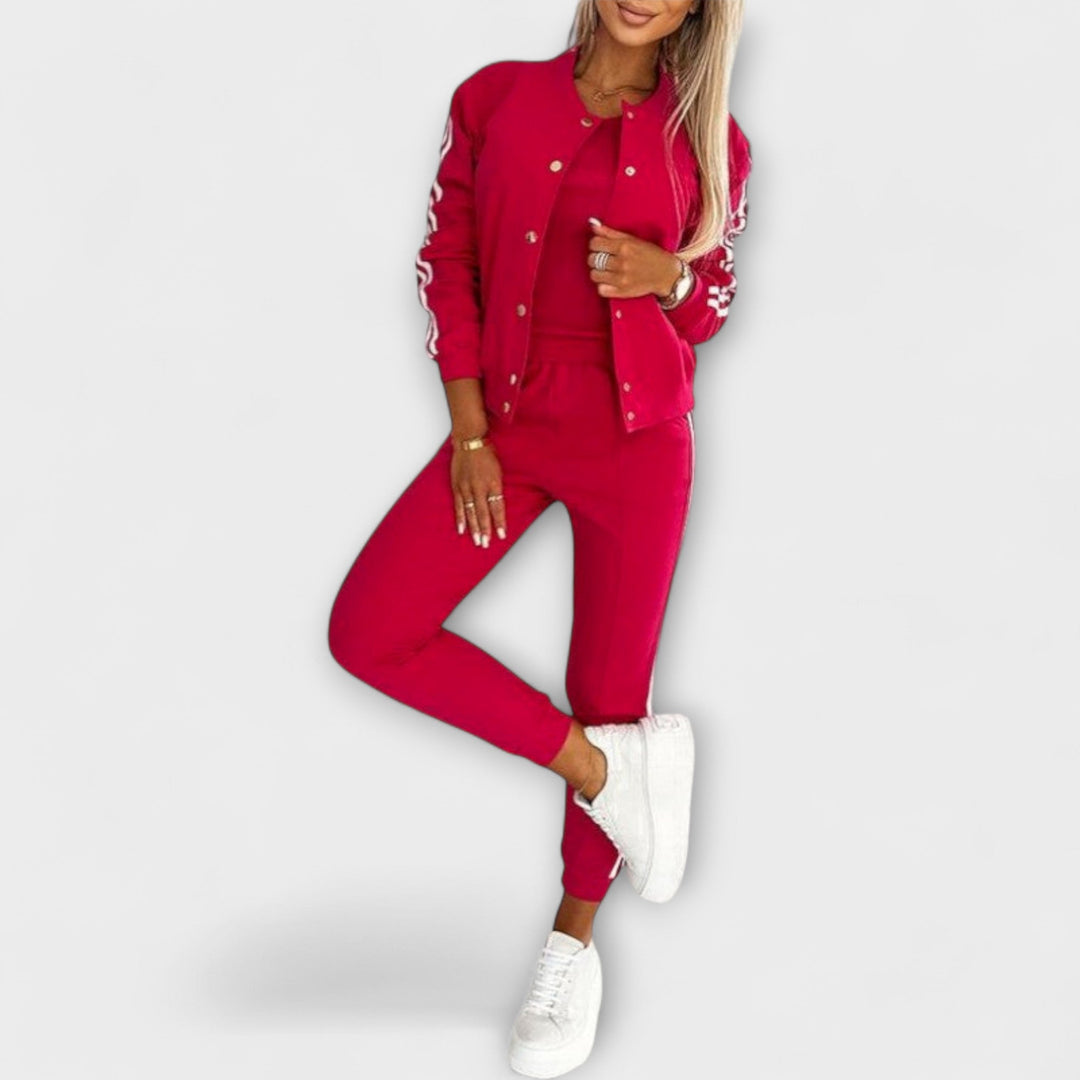 Eulalia – Gestreiftes Damen-Set aus Jacke, Weste und Hose