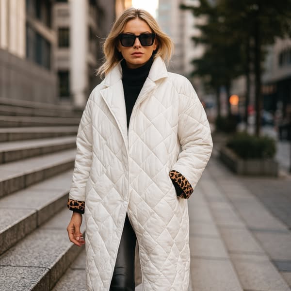 Ofira | Wende-Steppmantel mit Leopardenfutter