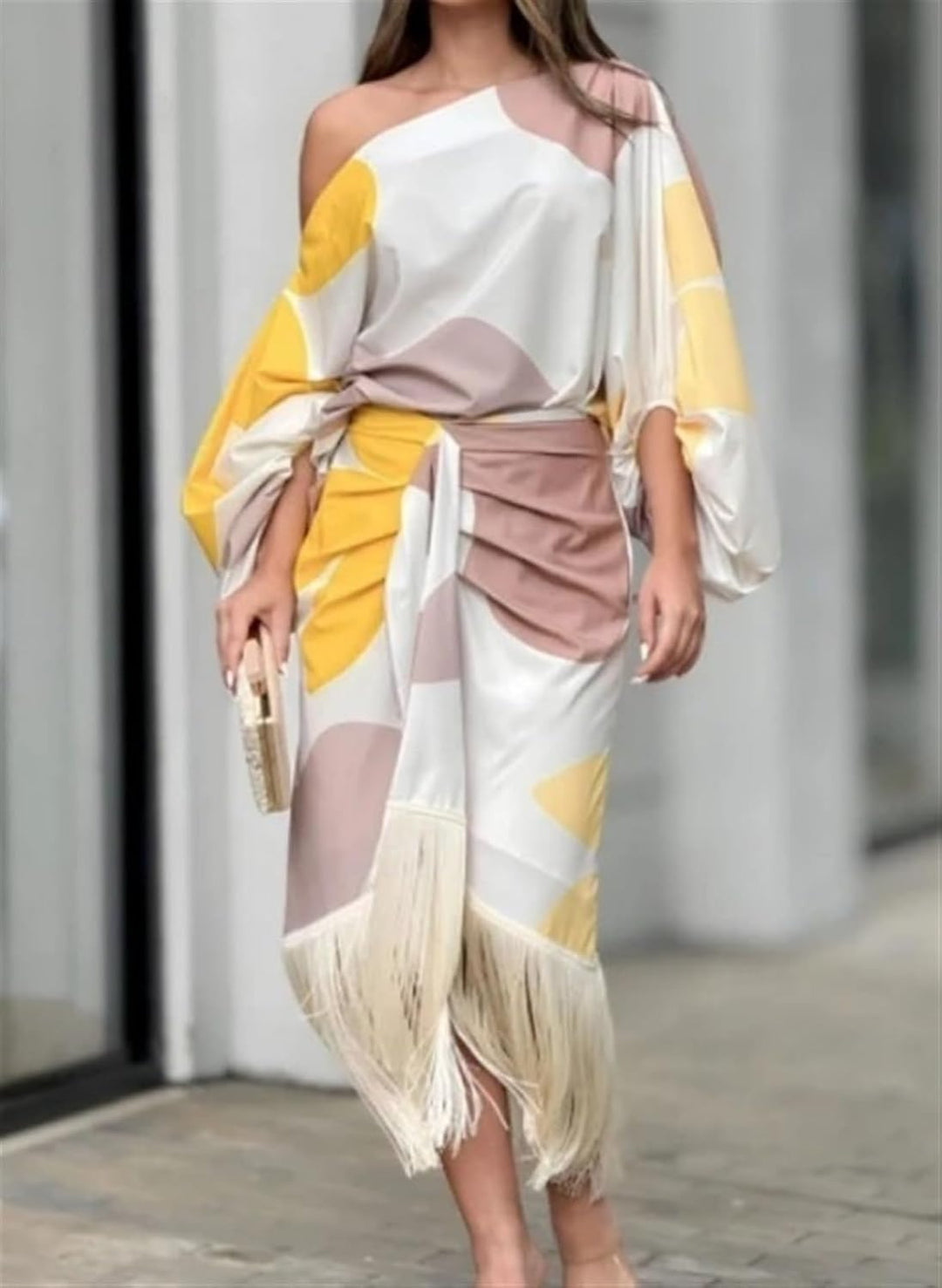 Shelley - Satin Dress with Puffed Sleeves