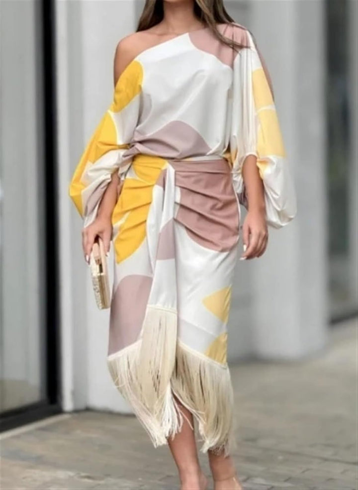 Shelley - Satin Dress with Puffed Sleeves