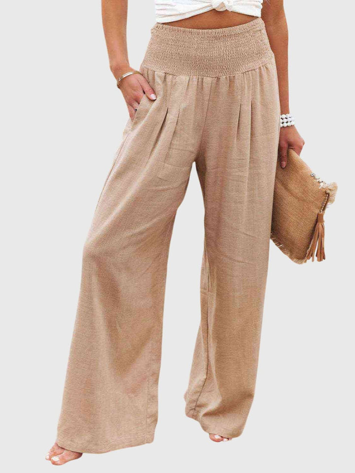 Jane | Full Size Smocked Waist Wide Leg Pants