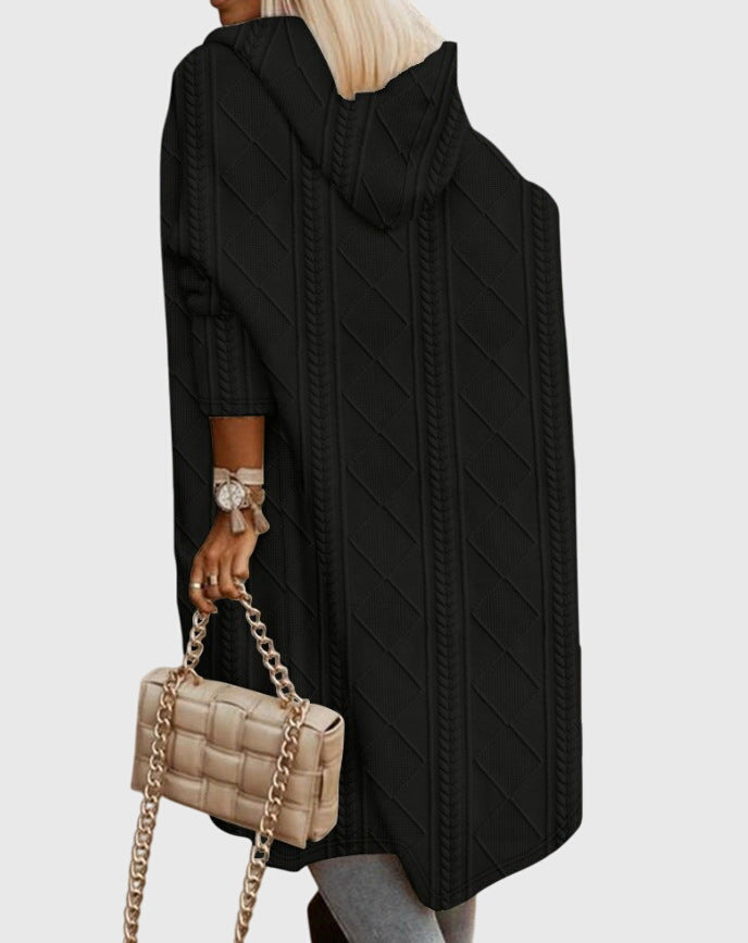 Jasmine – Langer Kapuzenstrickpullover