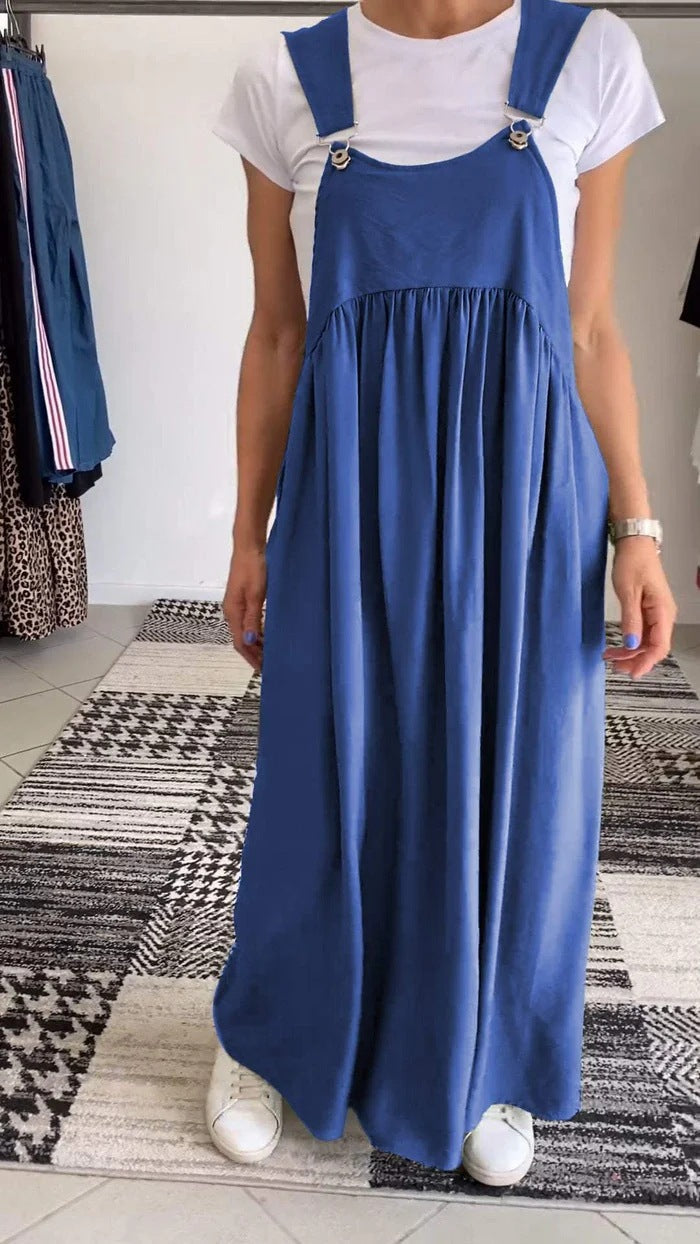 Ellen - Lässiges Kleid mit einfarbigen Hosenträgern 
