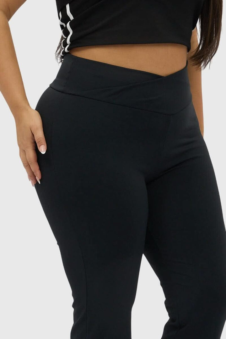 Black Flared Leggings High Rise