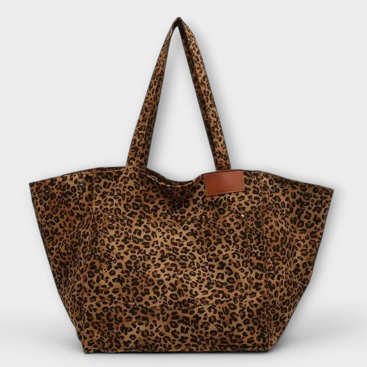 Emma – Elegante Schultertasche aus Canvas mit Leopardenmuster