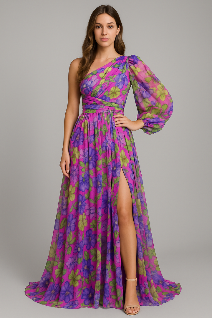 Amalia - Maxikleid mit einem Träger und Blumenmuster 