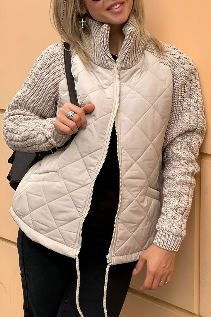 Kierra – Trendige Patchwork-Jacke mit Reißverschluss