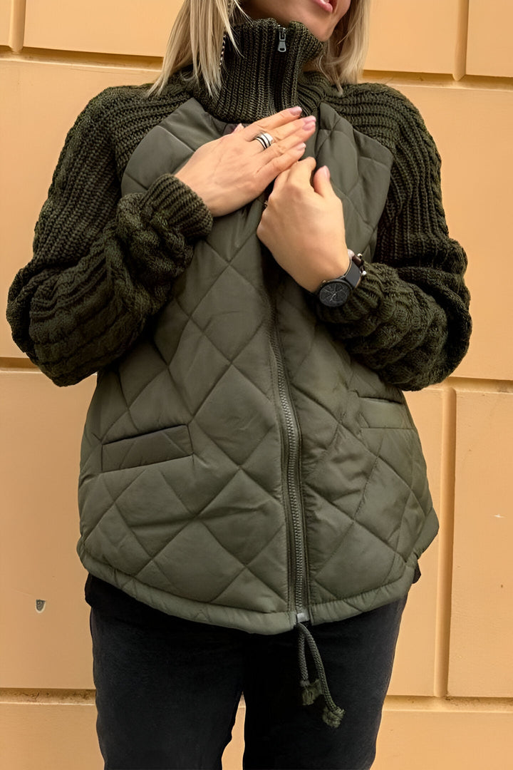 Kierra – Trendige Patchwork-Jacke mit Reißverschluss