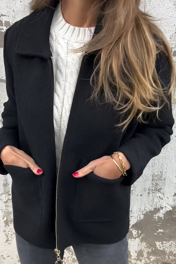 Julianne – Fashionable Lapel Collar Zip Jacket