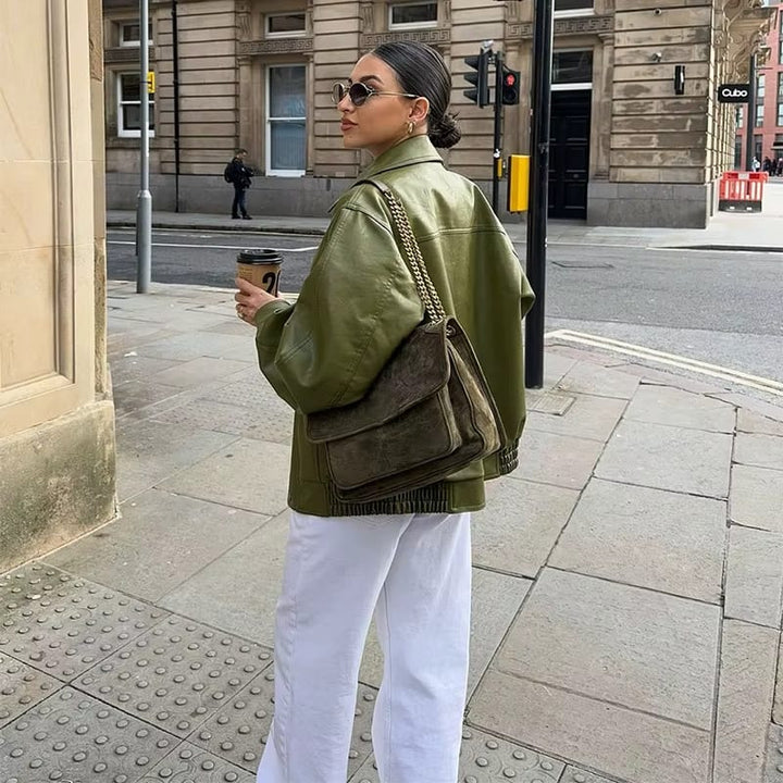 Harper - Oversized Lederjacke