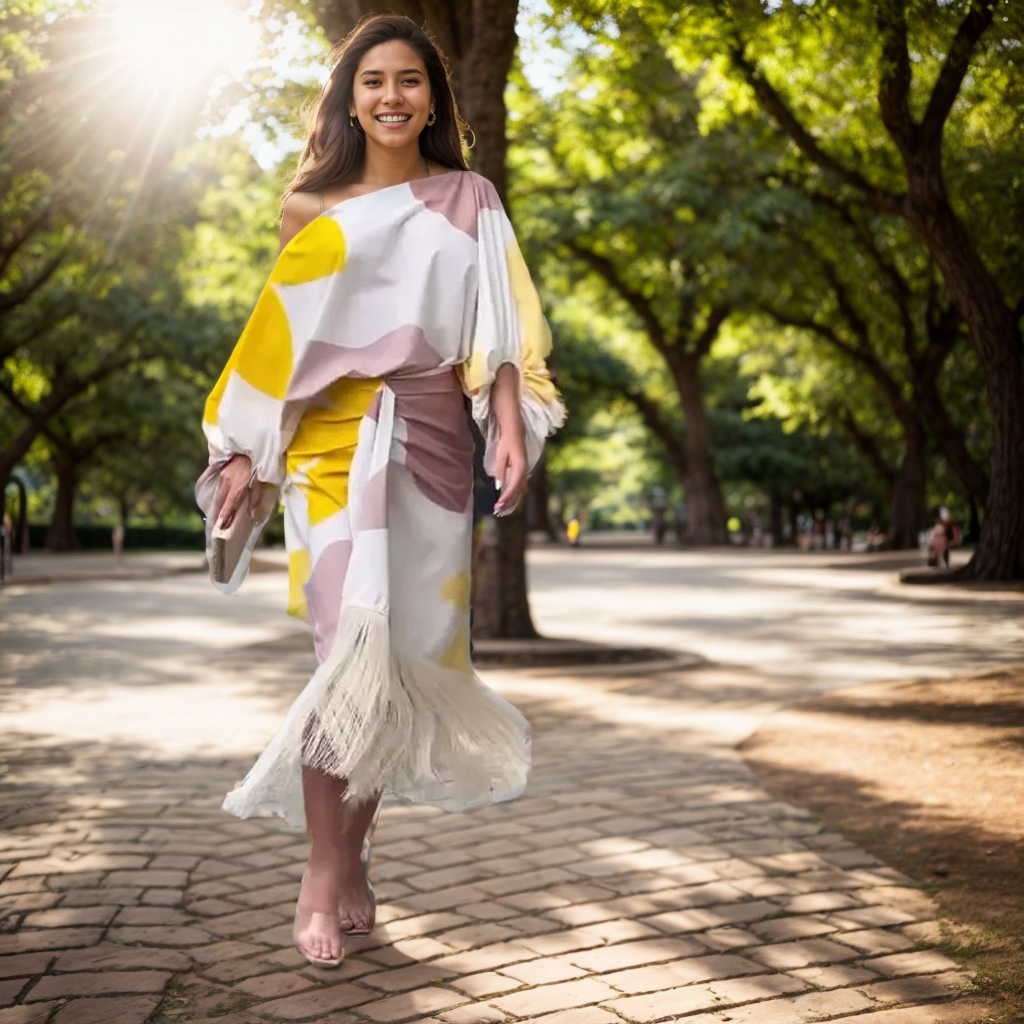 Shelley - Satin Dress with Puffed Sleeves
