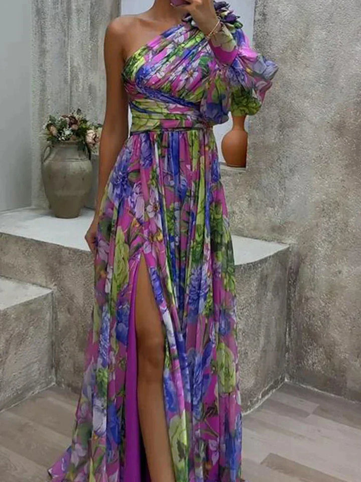 Amalia - Maxikleid mit einem Träger und Blumenmuster 