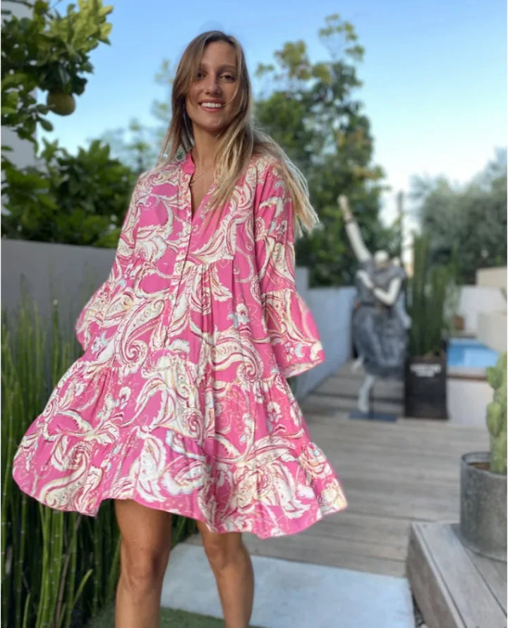 Everlen™ Boho-Blumen-Midikleid