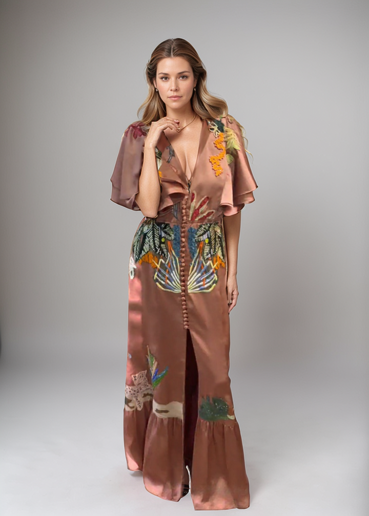 Carmel - Besticktes Boho-Maxikleid