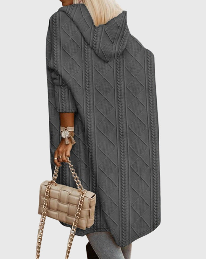 Jasmine – Langer Kapuzenstrickpullover