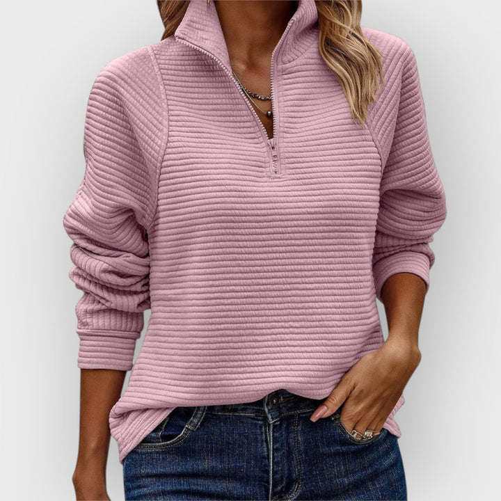 Merel – Stylischer Pullover mit halbem Reißverschluss 