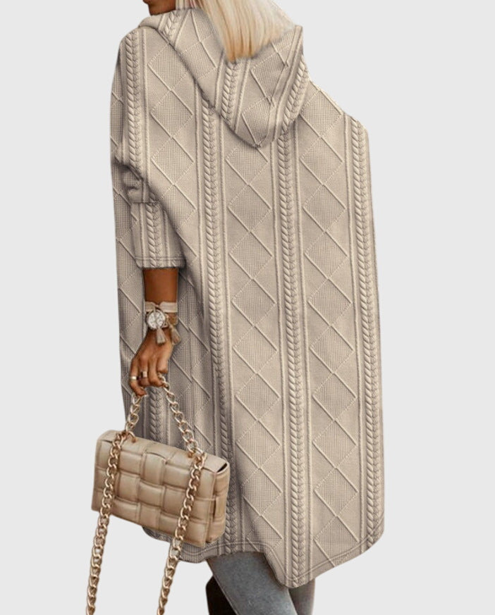 Jasmine – Langer Kapuzenstrickpullover