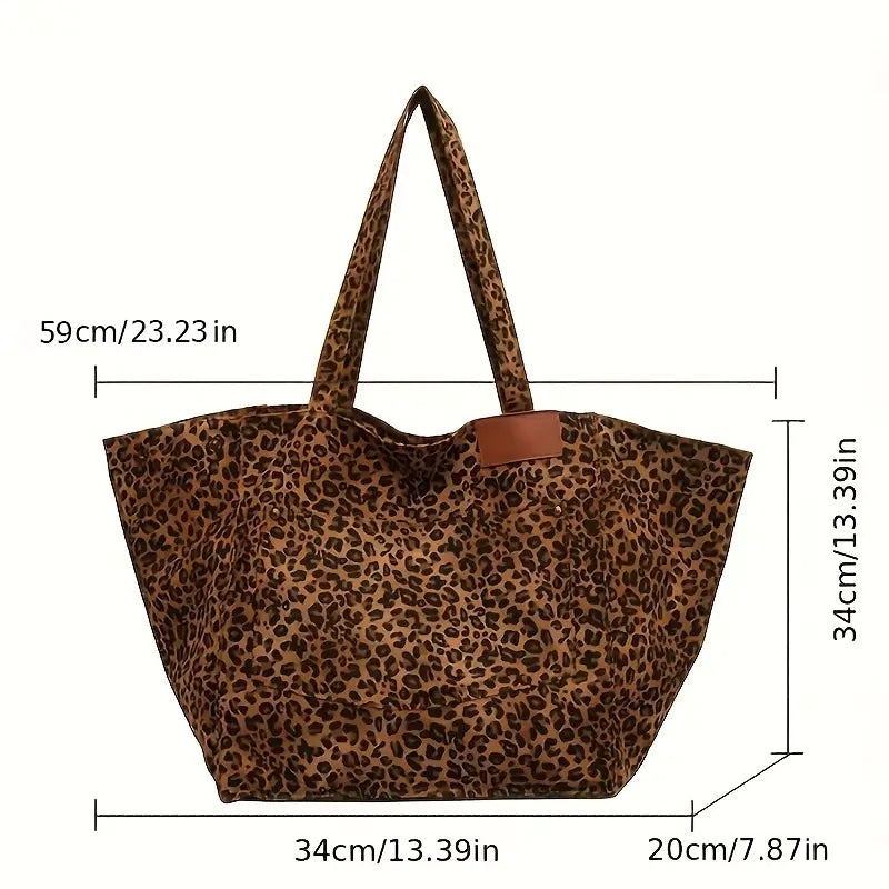 Emma – Elegante Schultertasche aus Canvas mit Leopardenmuster