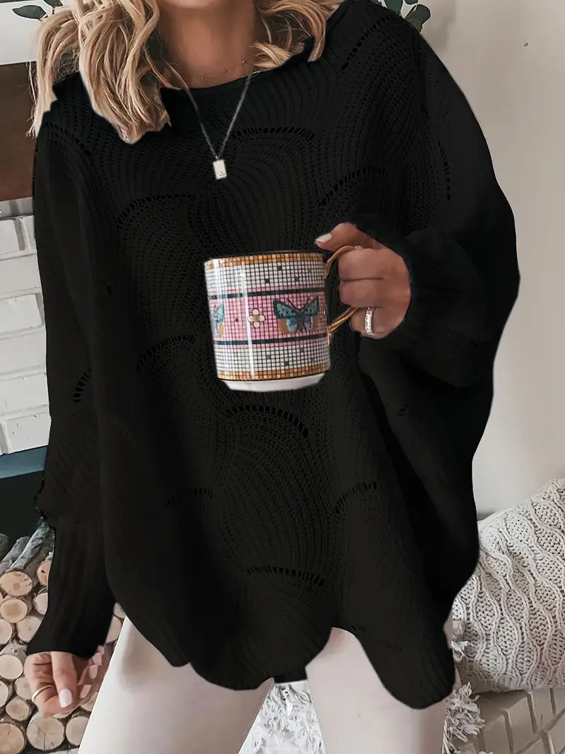 Adrianna | Einfarbiger Strickpullover mit Ausschnitten