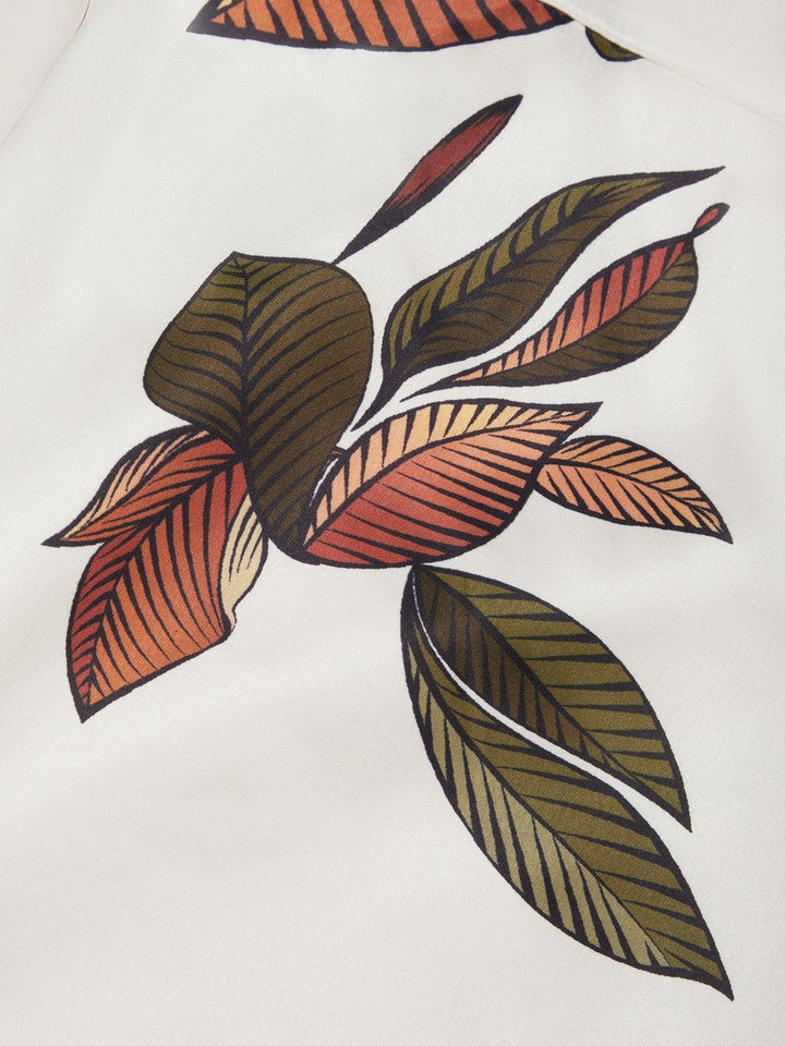 Shine - Weißes Midikleid mit Blättermuster