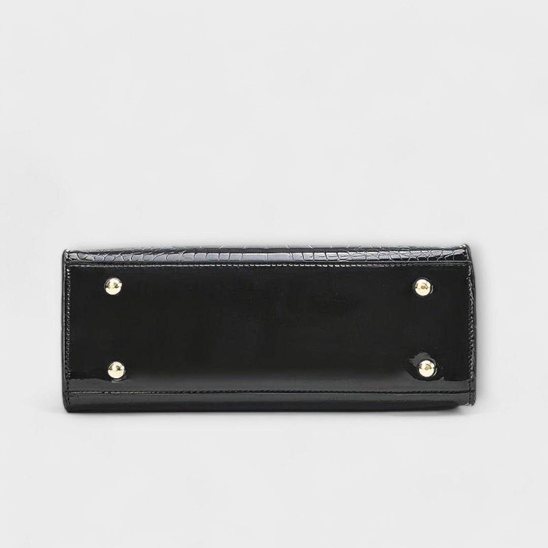 Vera - Glänzende Handtasche mit Krokodilmuster