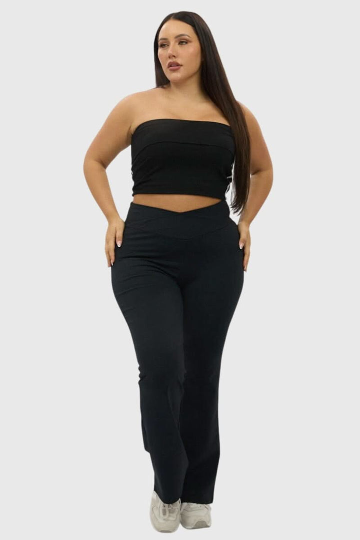 Black Flared Leggings High Rise
