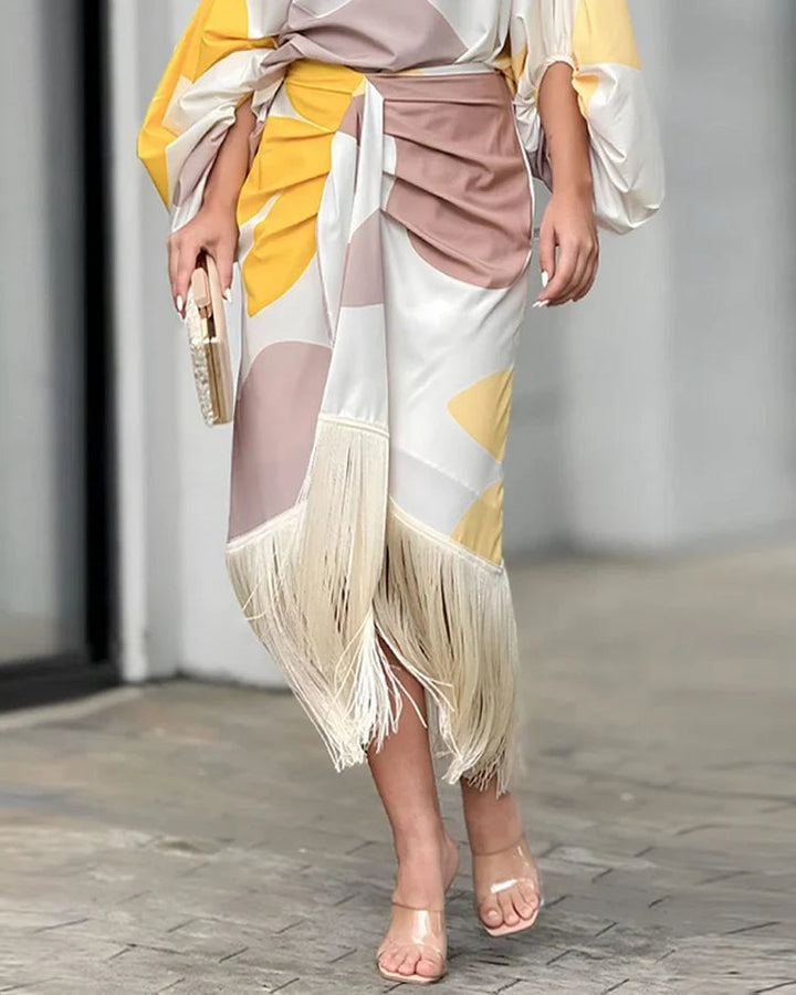 Shelley - Satin Dress with Puffed Sleeves