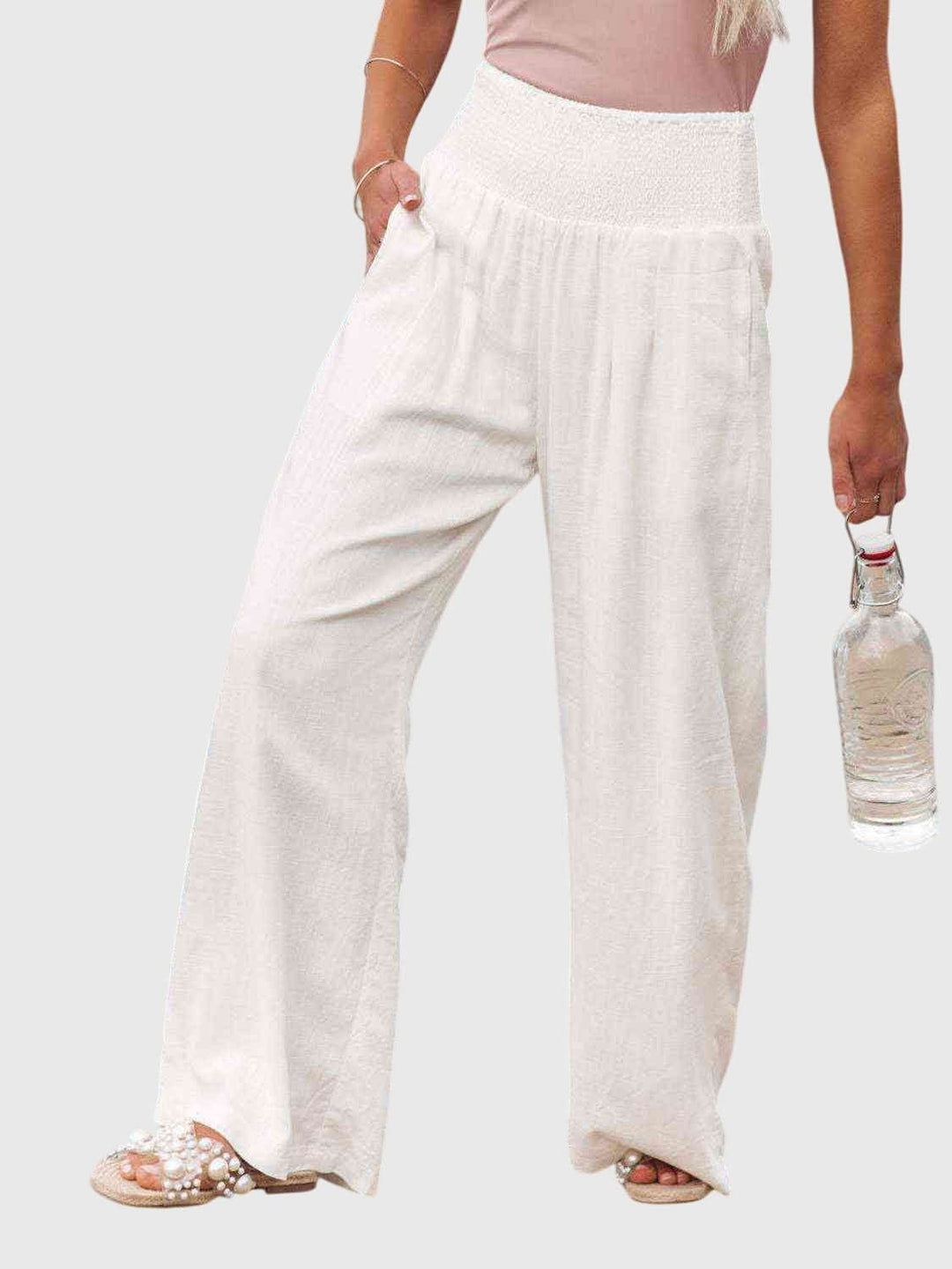 Jane | Full Size Smocked Waist Wide Leg Pants