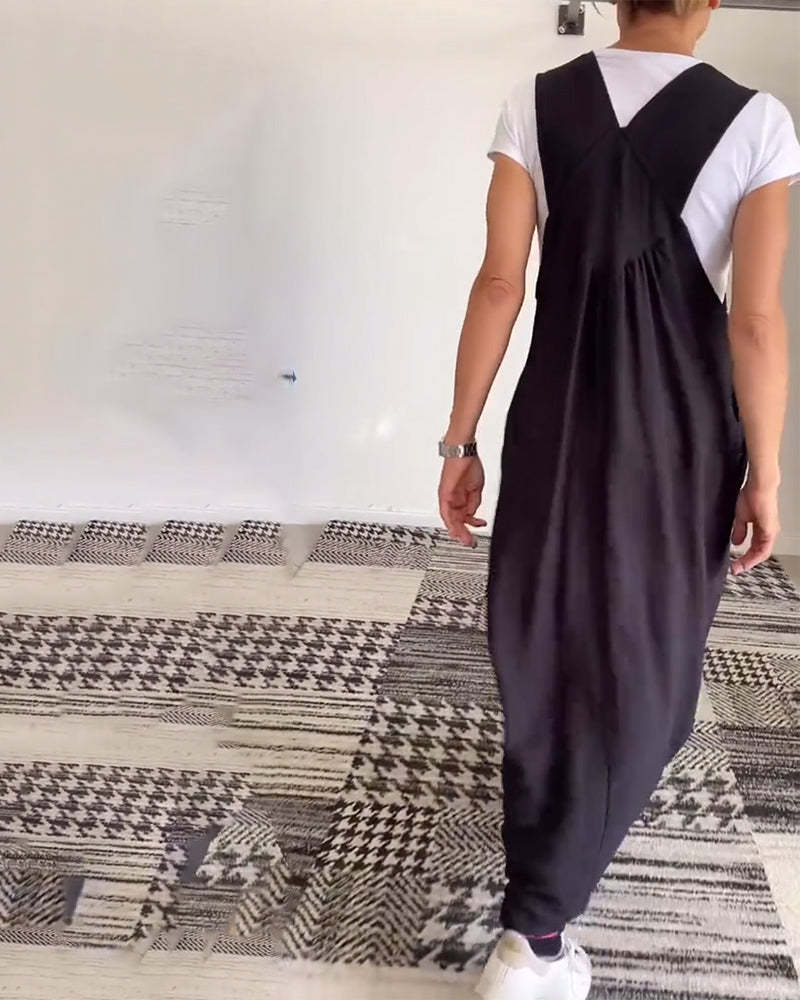 Ellen - Lässiges Kleid mit einfarbigen Hosenträgern 