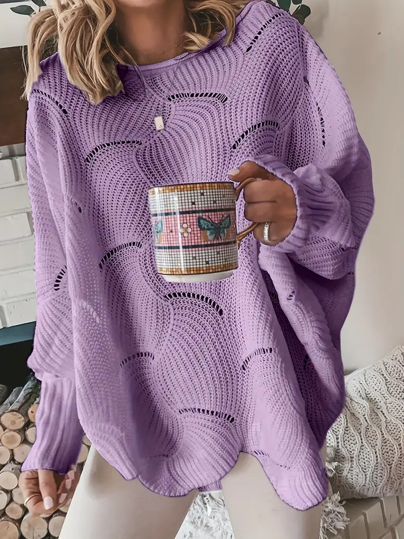 Adrianna | Einfarbiger Strickpullover mit Ausschnitten