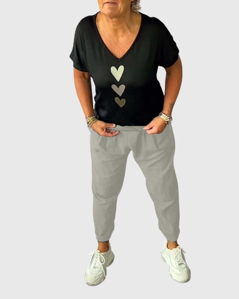 Casual comfortable pants with solid color pocket