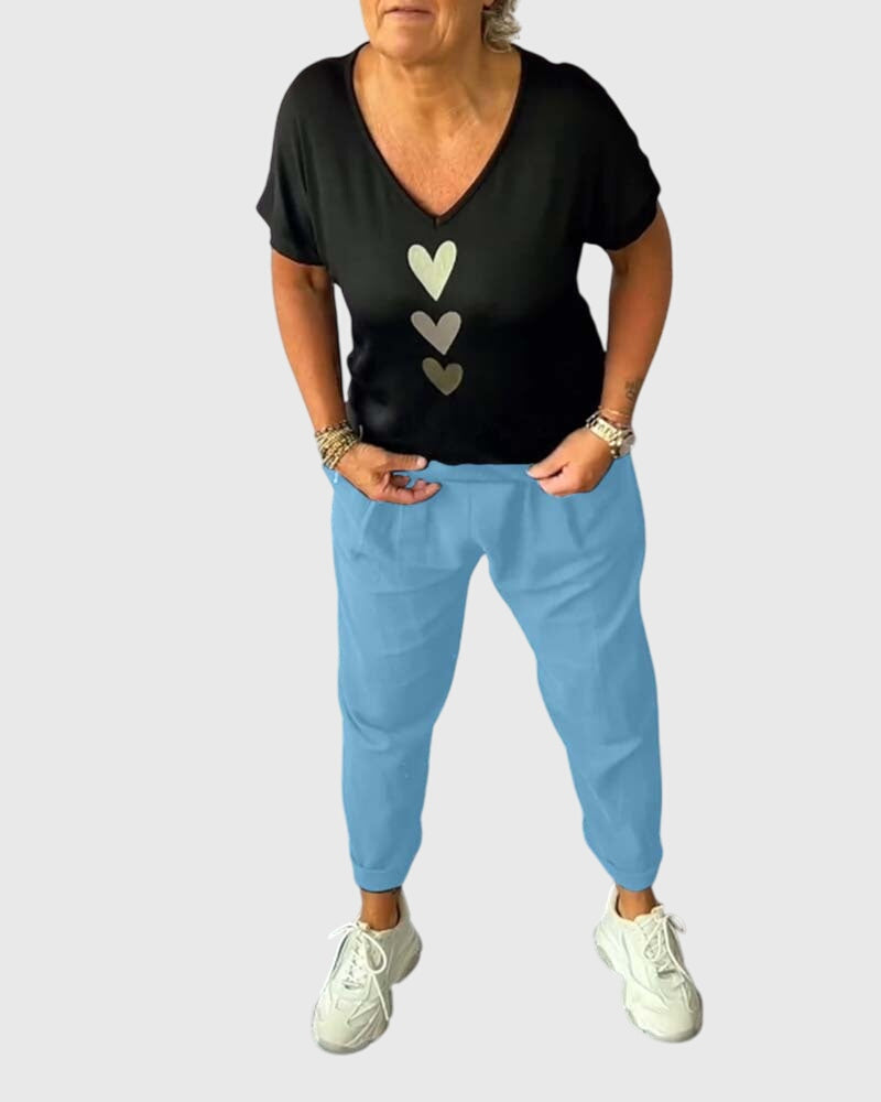 Casual comfortable pants with solid color pocket