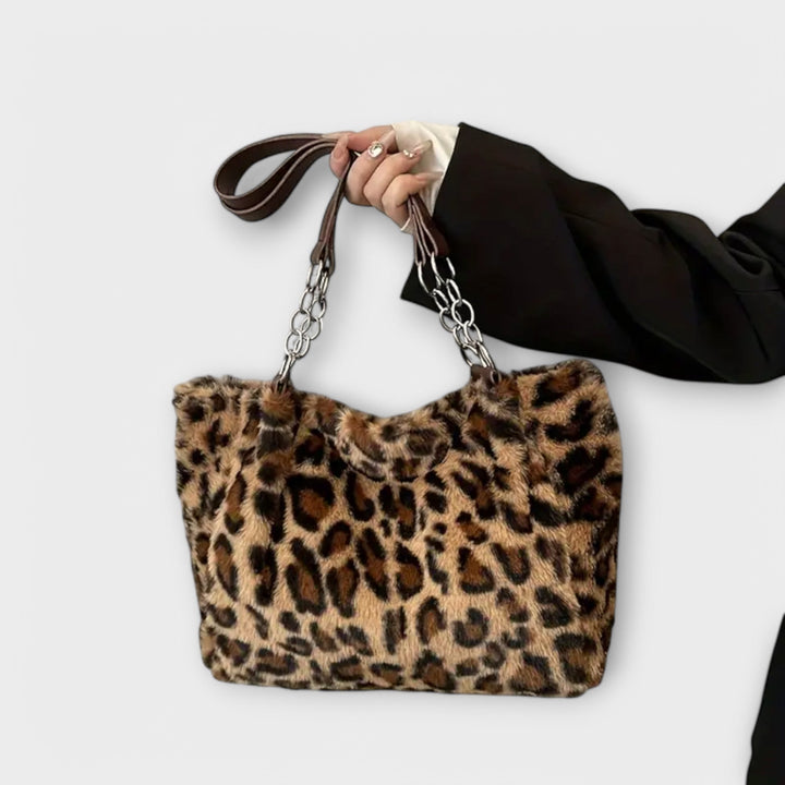 Bella – Trendige Tote Bag im Leopardenmuster aus weichem Kunstpelz