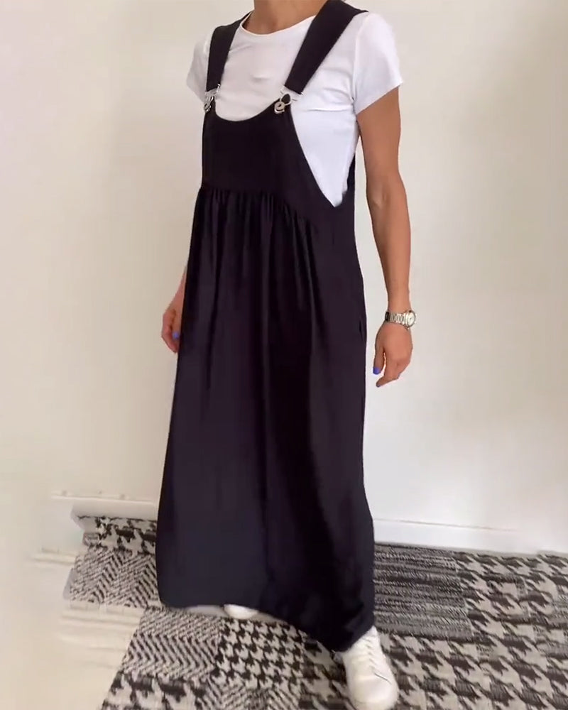 Ellen - Lässiges Kleid mit einfarbigen Hosenträgern 