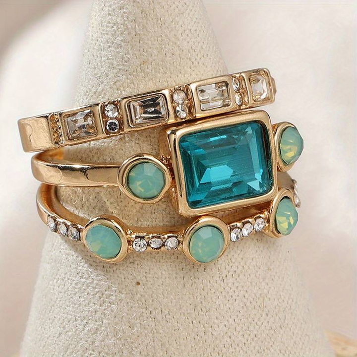 Sabrina | Vintage-Ring mit blauem Kristall