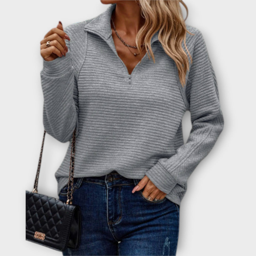 Merel – Stylischer Pullover mit halbem Reißverschluss 