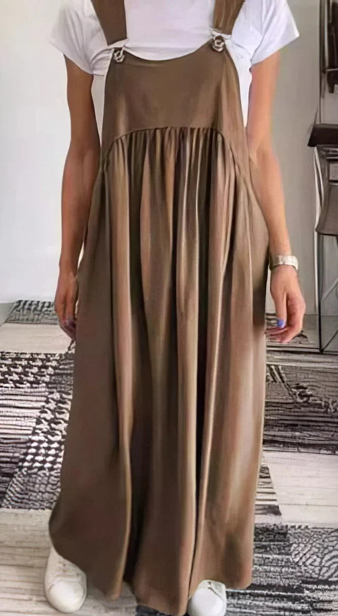Ellen - Lässiges Kleid mit einfarbigen Hosenträgern 