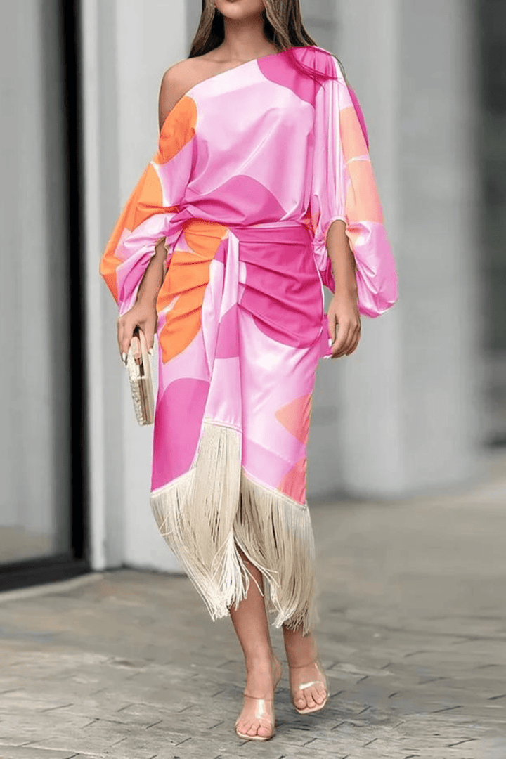 Shelley - Satin Dress with Puffed Sleeves