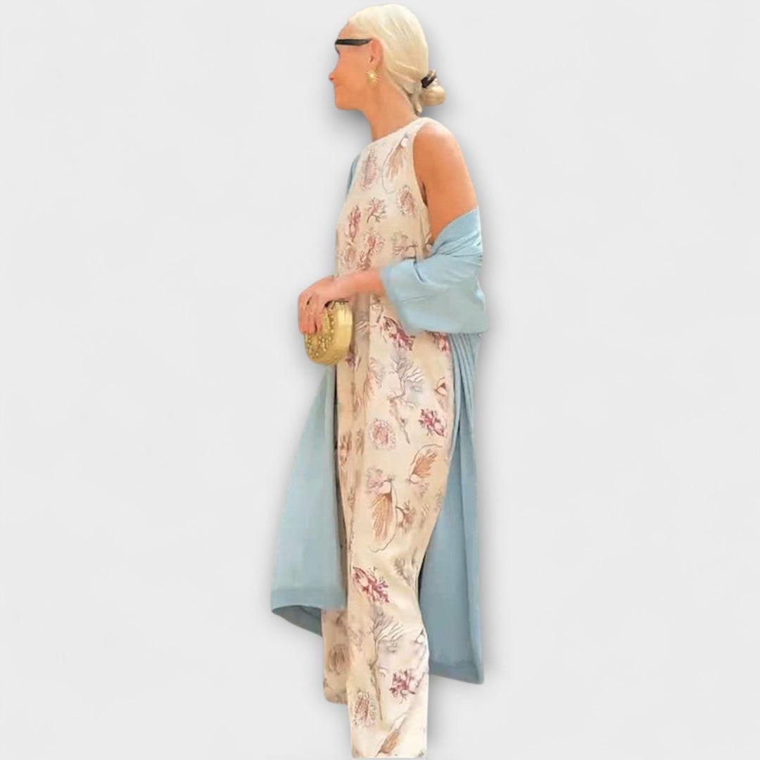 Elveria – Maxikleid mit passender Strickjacke