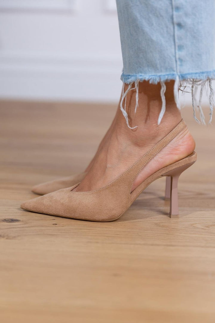 Marlena | Nude Slingback-Pumps mit dünnem Absatz