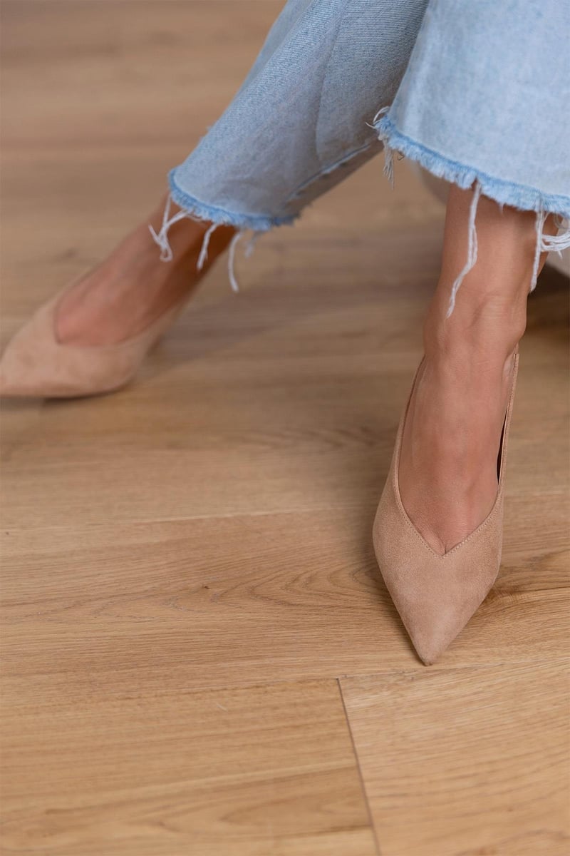 Marlena | Nude Slingback-Pumps mit dünnem Absatz
