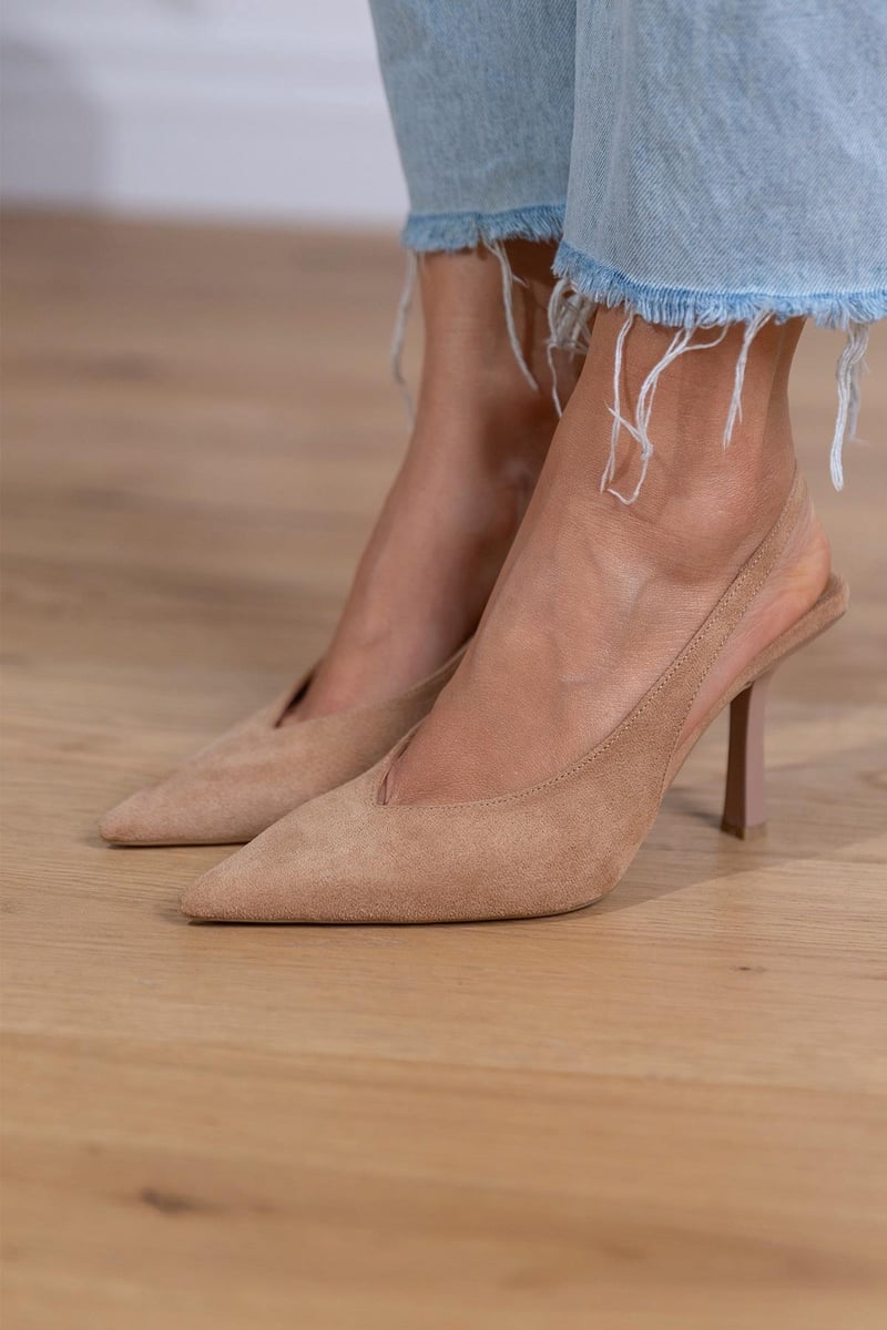 Marlena | Nude Slingback-Pumps mit dünnem Absatz