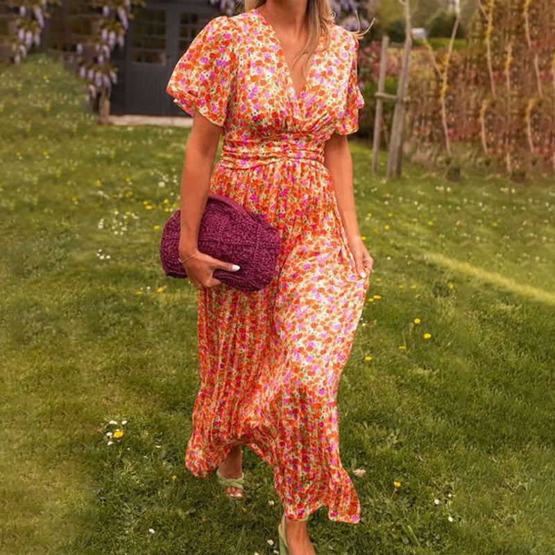 Sara - Geblümtes Maxikleid mit Rüschenärmeln