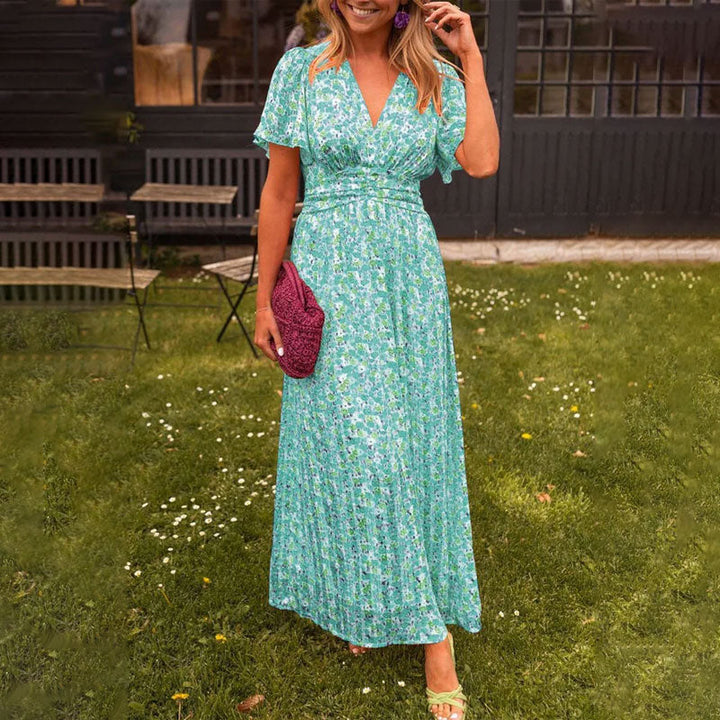 Sara - Geblümtes Maxikleid mit Rüschenärmeln