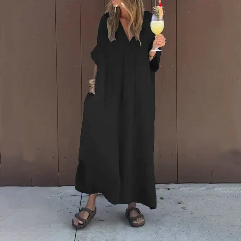 Lucia - Kleid in lockerer Passform mit V-Ausschnitt 